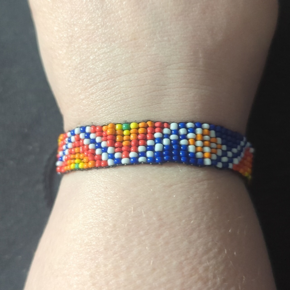 Rainbow Chevron Beaded Slide Knot Style Statement Bracelet